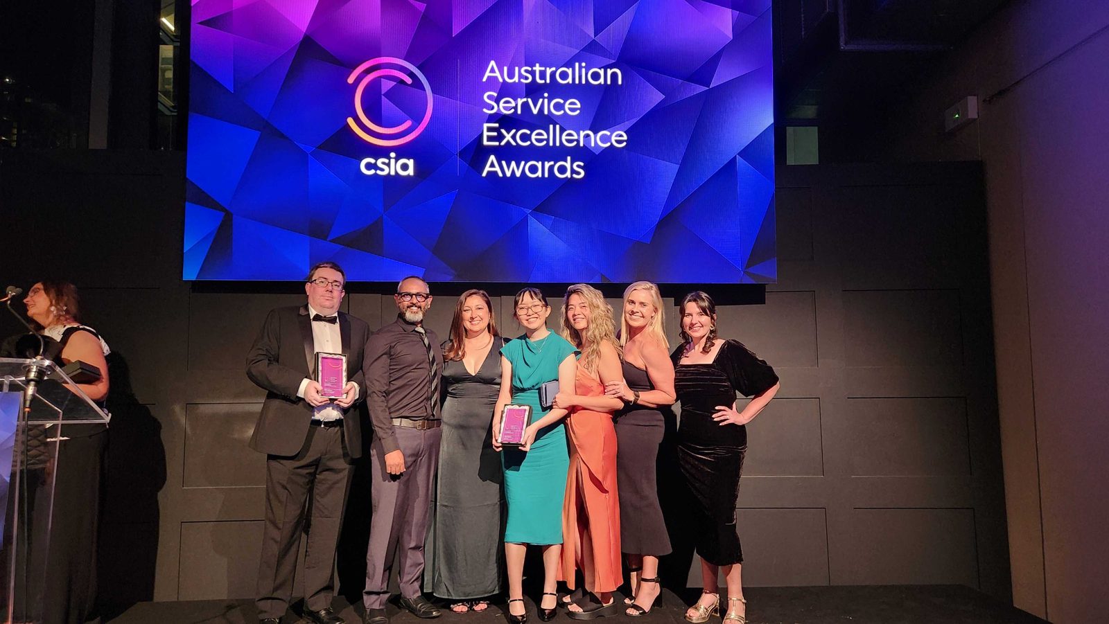 The team on stage at the Australian Service Excellence Awards