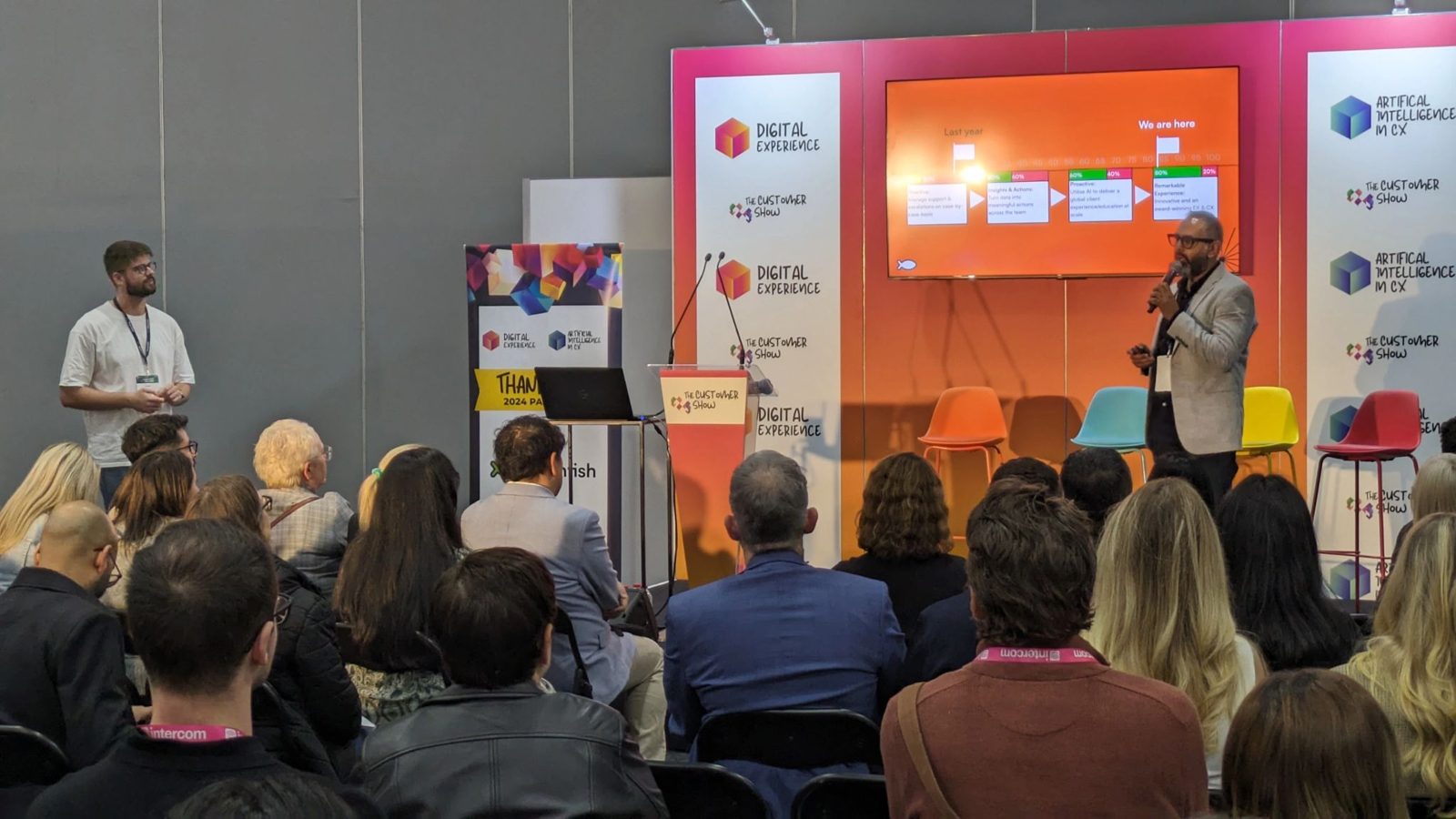 Omer speaking to a CX audience